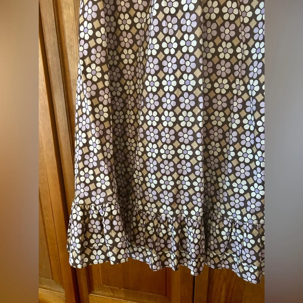 Gymboree Girl’s Sz 12 Brown and Purple Floral 100% Cotton Boho Ruffled Skirt